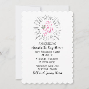Invitation "C'est une fille !" Annonces Tiara Baby