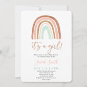Invitation C'est une fille Baby shower arc-en-ciel (Devant)