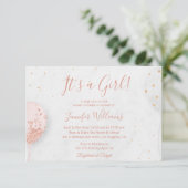 Invitation c'est une fille, baby shower, ballons photo rose (Debout devant)
