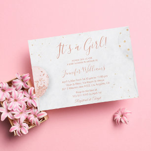 Invitation c'est une fille, baby shower, ballons photo rose