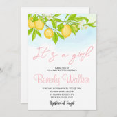 Invitation C'est une fille Baby shower citrons citrons (Devant / Derrière)