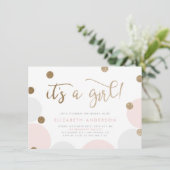 Invitation C'est une fille ! | Baby shower Confetti rose et o (Debout devant)