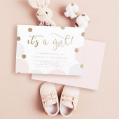 Invitation C'est une fille ! | Baby shower Confetti rose et o