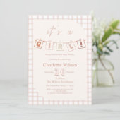 Invitation C'est une fille ! Baby shower couleur Boho mignon (Debout devant)
