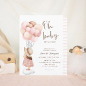 Invitation C'est une fille Baby shower d'aquarelle volante