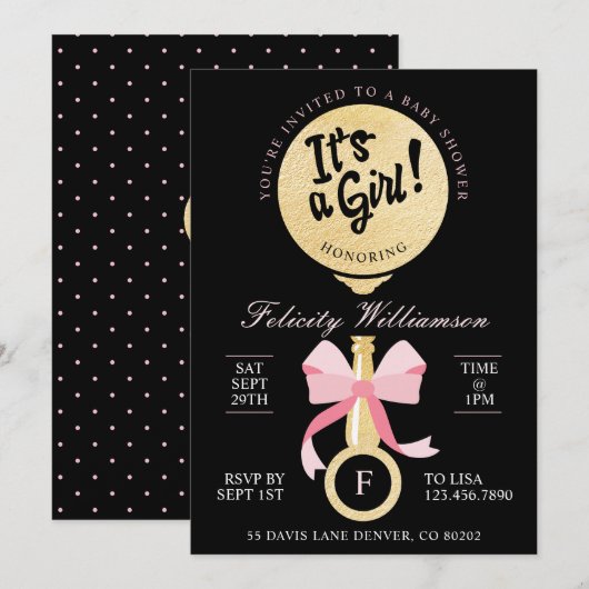 Invitation C'est une fille Baby shower de bétail (Devant / Derrière)