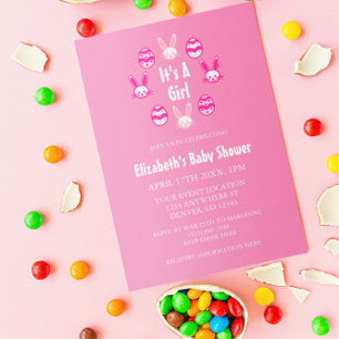 Invitation C'est une fille Baby Shower de Pâques