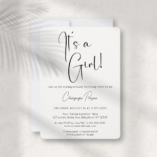 Invitation C'est une fille Baby shower de script moderne Invi