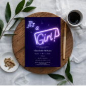 Invitation C'est une fille ! Baby shower de texte de néon vio