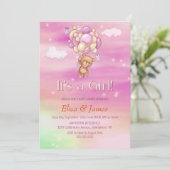 Invitation C'est une fille ! Baby shower des ballons roses de (Debout devant)