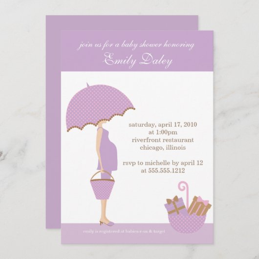 Invitation {c'est une fille!} baby shower d'invitation [lavan (Devant / Derrière)