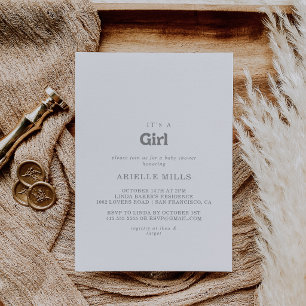 Invitation C'est une fille Baby Shower Élégant Formel Minimal