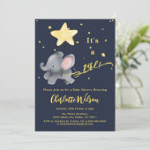 Invitation C'est une fille ! Baby shower Eléphant et Balloon (Debout devant)