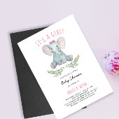 Invitation C'est une fille Baby shower éléphant portant une c