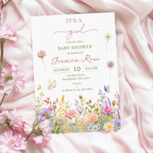 C'est une fille Baby Shower Fleur Sauvage