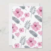 Invitation C'est une fille Baby shower floral gris rose (Dos)