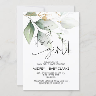 Invitation C'est une Fille Baby shower Party mignonne Simple