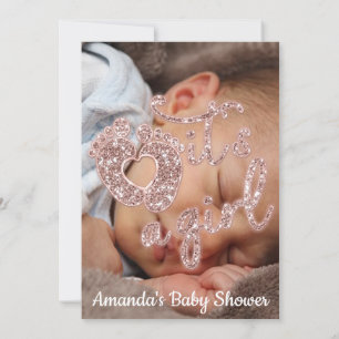 Invitation C'est une fille Baby shower photo personnalisée Pa