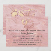 Invitation C'est une fille Baby shower Pieds Rose Marble Or (Devant / Derrière)