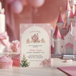Invitation C'est une fille Baby Shower Rose Fille