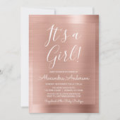 Invitation C'est une fille ! - Baby shower Rose Gold Foil (Devant)