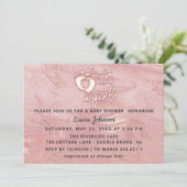 Invitation C'est une fille Baby shower Rose marbre pieds rose (Debout devant)