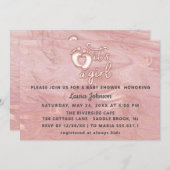 Invitation C'est une fille Baby shower Rose marbre pieds rose (Devant / Derrière)