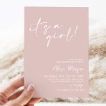 Invitation C'est une fille ! Baby shower rose minimal<br><div class="desc">C'est une fille ! Invitation Minimaliste De Baby shower Rose Dusty. L'invitation moderne parfaite pour votre Baby shower,  Baby Sprinkle ou Baby-Q.</div>