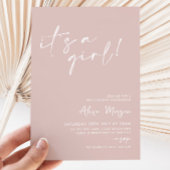 Invitation C'est une fille ! Baby shower rose minimal