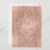 Invitation C'est une fille Baby shower rose or glamour (Devant)