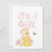 Invitation C'est une fille Baby shower Teddy Bear HoneyBee (Devant)