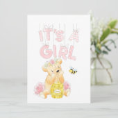 Invitation C'est une fille Baby shower Teddy Bear HoneyBee (Debout devant)