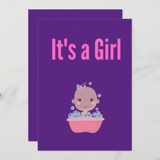 Invitation C'est une fille - Bain moussant (Devant / Derrière)