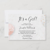 Invitation c'est une fille, ballons roses baby shower minimal (Devant)