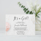 Invitation c'est une fille, ballons roses baby shower minimal (Debout devant)