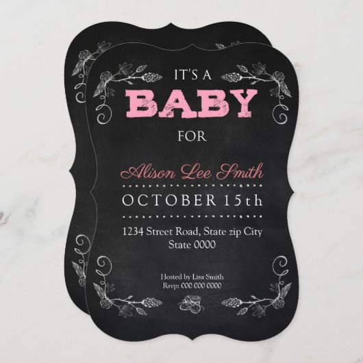 Invitation C'est une fille BÉBÉ (Devant / Derrière)