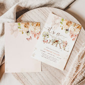 Invitation C'est une fille, bébé en fleurs, Baby shower de ja