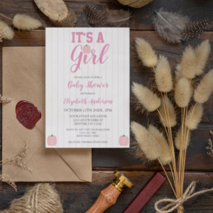 Invitation C'est une fille Citrouille Baby Shower
