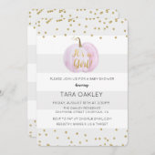 Invitation C'est une fille Citrouille Parties scintillant Bab (Devant / Derrière)