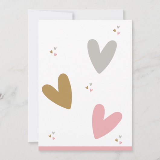 Invitation C'est une FILLE Coeurs roses Baby shower moderne p (Dos)