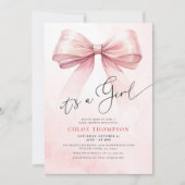 Invitation C'est une fille Coquette rose Bow Baby Girl Douche (Devant)