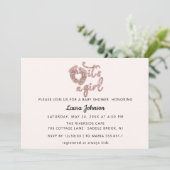 Invitation C'est une fille Custom New Baby Rose Parties scint (Debout devant)