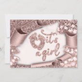 Invitation C'est une fille Custom New Baby Rose Parties scint (Dos)