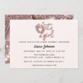 Invitation C'est une fille Custom New Baby Rose Parties scint (Devant / Derrière)