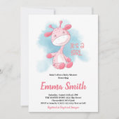 Invitation C'est une fille d'aquarelle Giraffe Baby shower In (Devant)