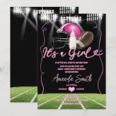Invitation C'est une fille de football américain avec Baby sh (Devant / Derrière)