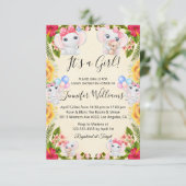 Invitation c'est une fille, des éléphants baby showers et des (Debout devant)