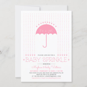 Invitation C'est une fille Douce Cœur & Baby Sprinkle Parap