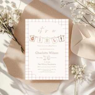 Invitation C'est une fille ! Douce Couleur Boho Baby Shower