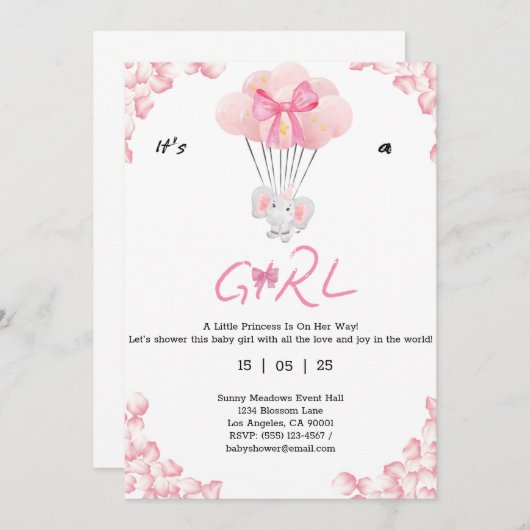 Invitation c'est une fille.douceur bébé (Devant / Derrière)